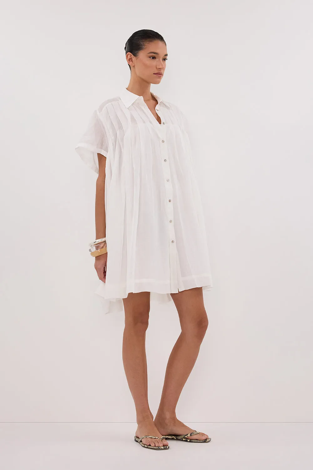 CARMEL WHITE RAMIE MINI DRESS sold by Dissh product image thumbnail 3