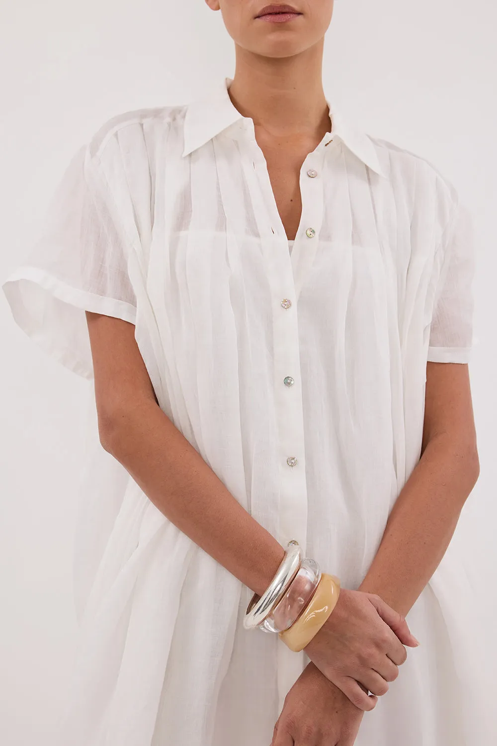 CARMEL WHITE RAMIE MINI DRESS sold by Dissh product image thumbnail 5