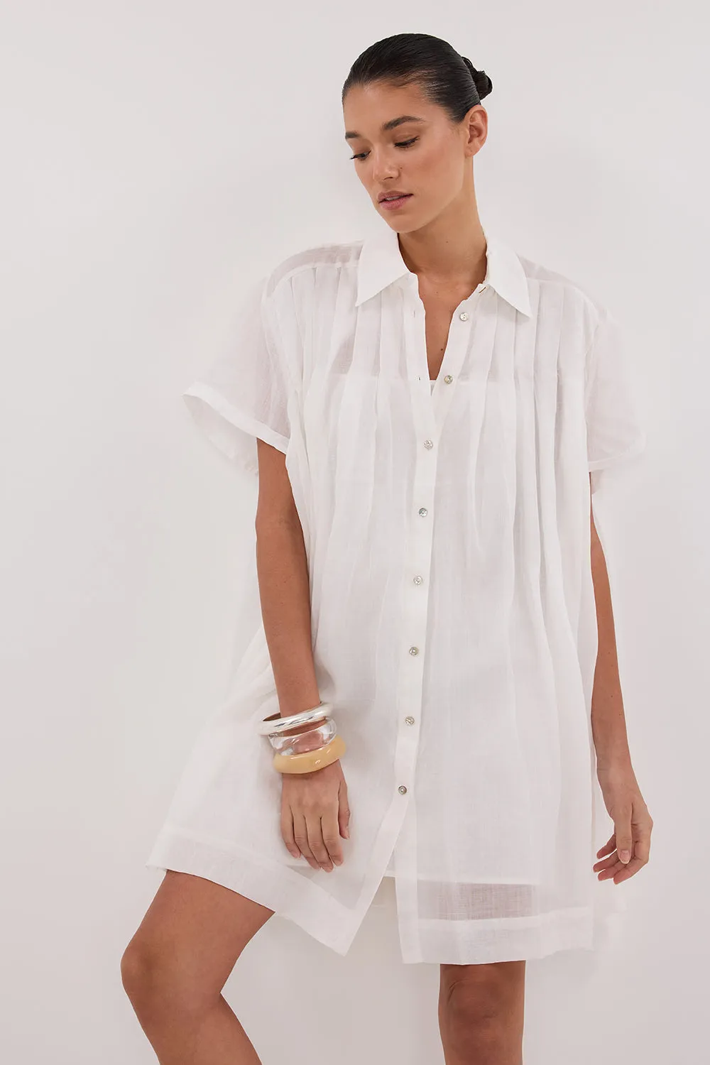 CARMEL WHITE RAMIE MINI DRESS sold by Dissh product image thumbnail 2