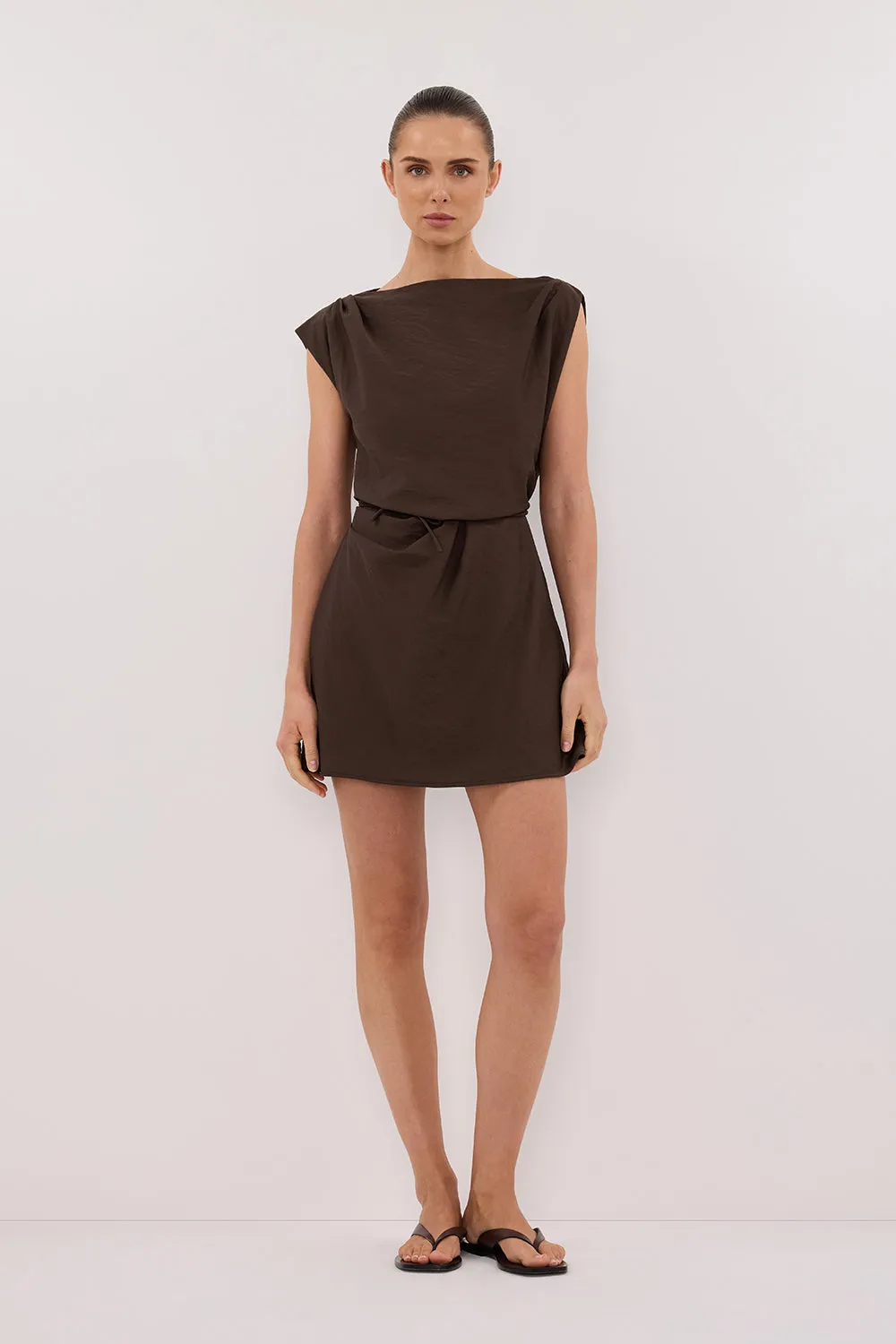 MARMO CHOCOLATE DRAPED MINI DRESS sold by Dissh product image thumbnail 2