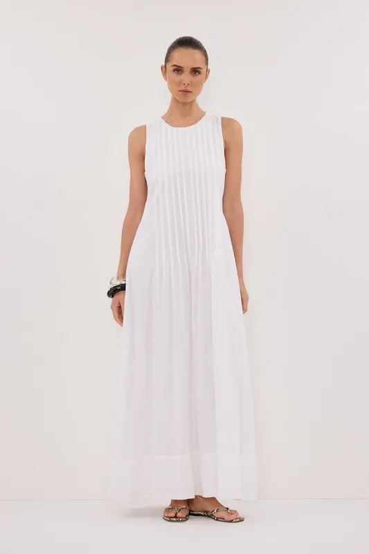 MILO WHITE LINEN BLEND MIDI DRESS sold by Dissh