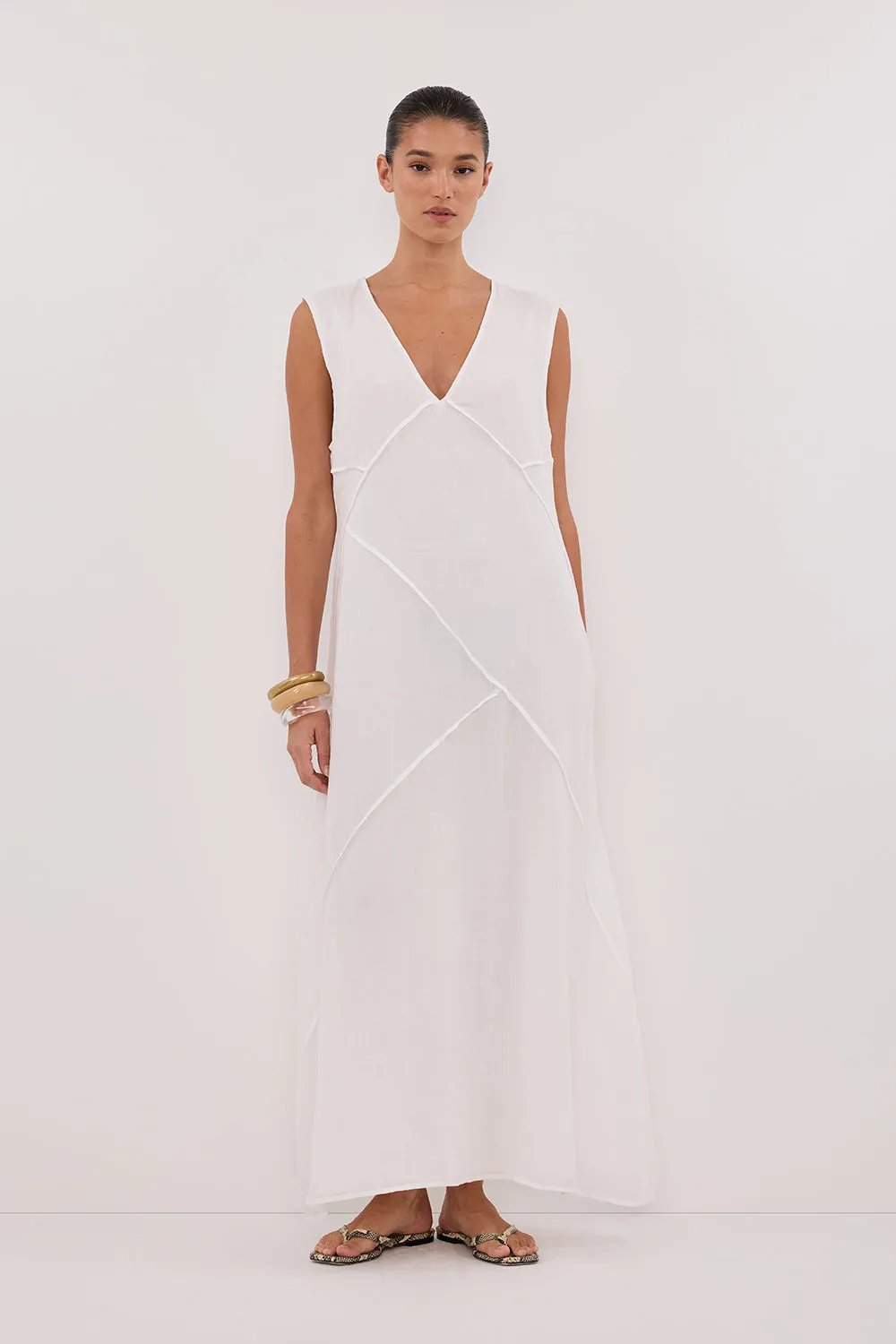 JONA WHITE RAMIE MIDI DRESS sold by Dissh