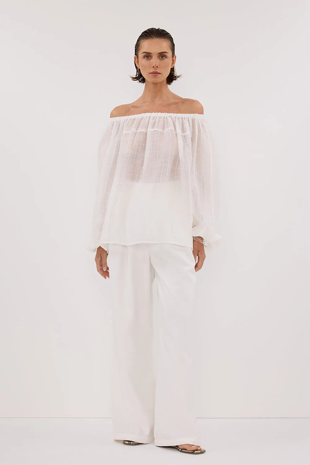 TAHITI WHITE LONG SLEEVE TOP sold by Dissh