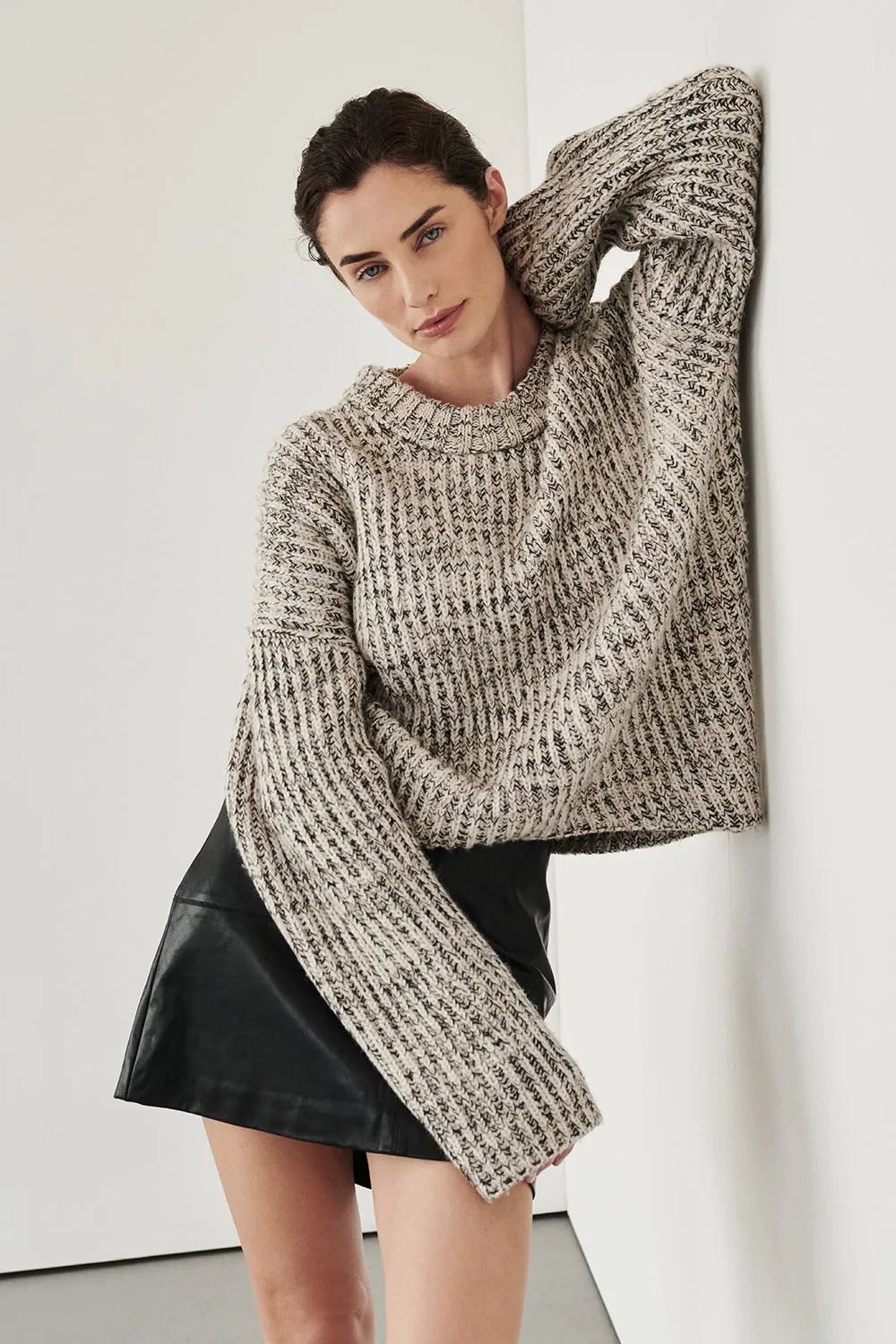 MARLEY IVORY CHOC SPECKLE JUMPER sold by Dissh