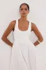 APRIL WHITE HYBRID KNIT MIDI DRESS sold by Dissh