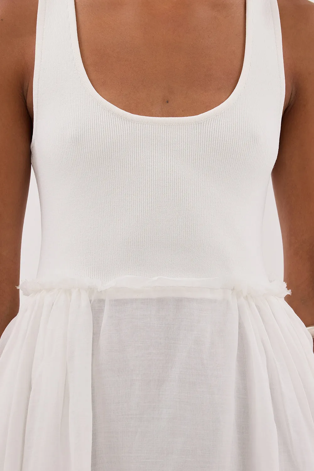 APRIL WHITE HYBRID KNIT MIDI DRESS sold by Dissh product image thumbnail 5