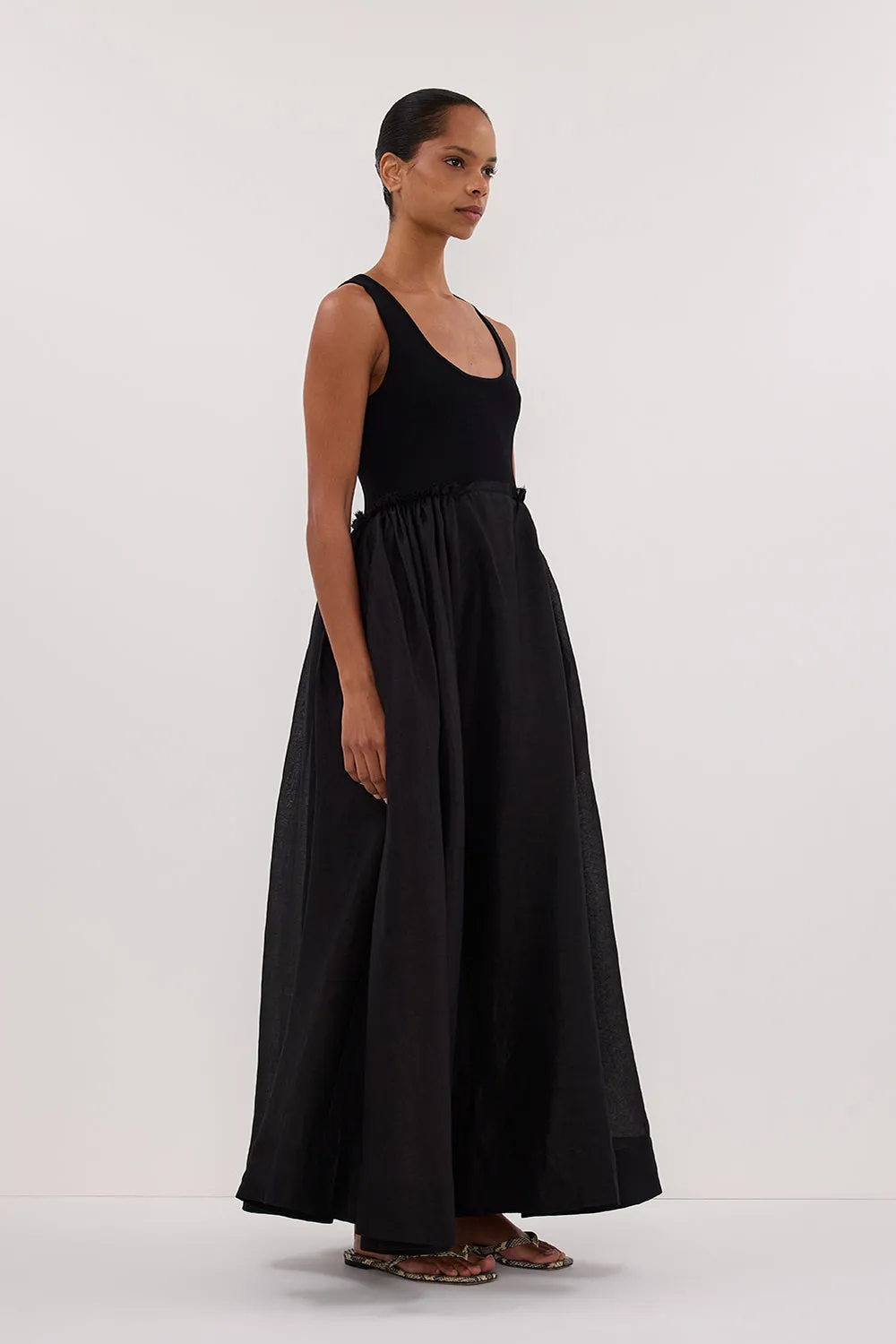 APRIL BLACK HYBRID KNIT MIDI DRESS sold by Dissh product image thumbnail 3