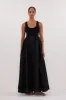 APRIL BLACK HYBIRD KNIT MIDI DRESS sold by Dissh