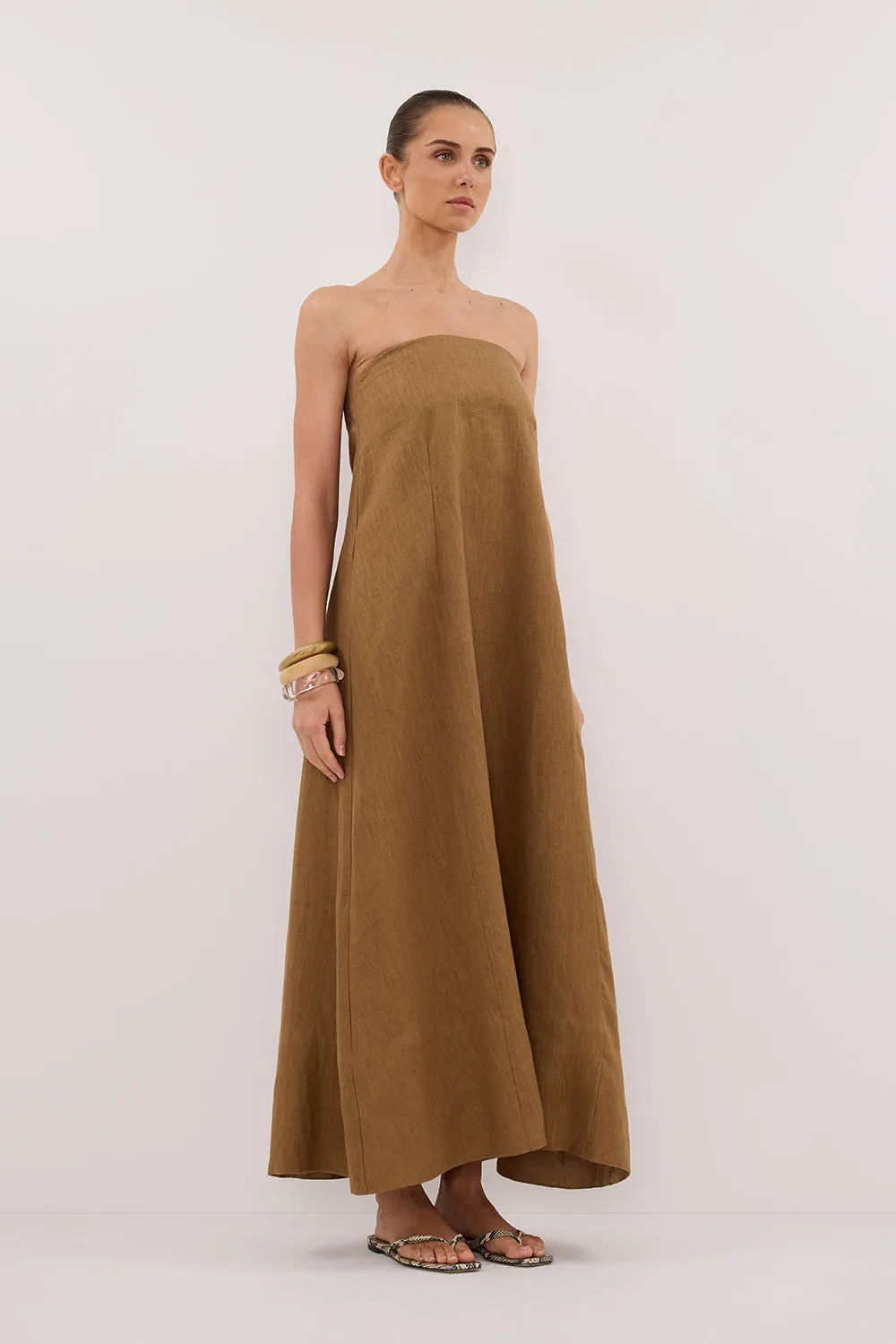 KINSLEY FERN LINEN STRAPLESS MIDI DRESS sold by Dissh product image thumbnail 3