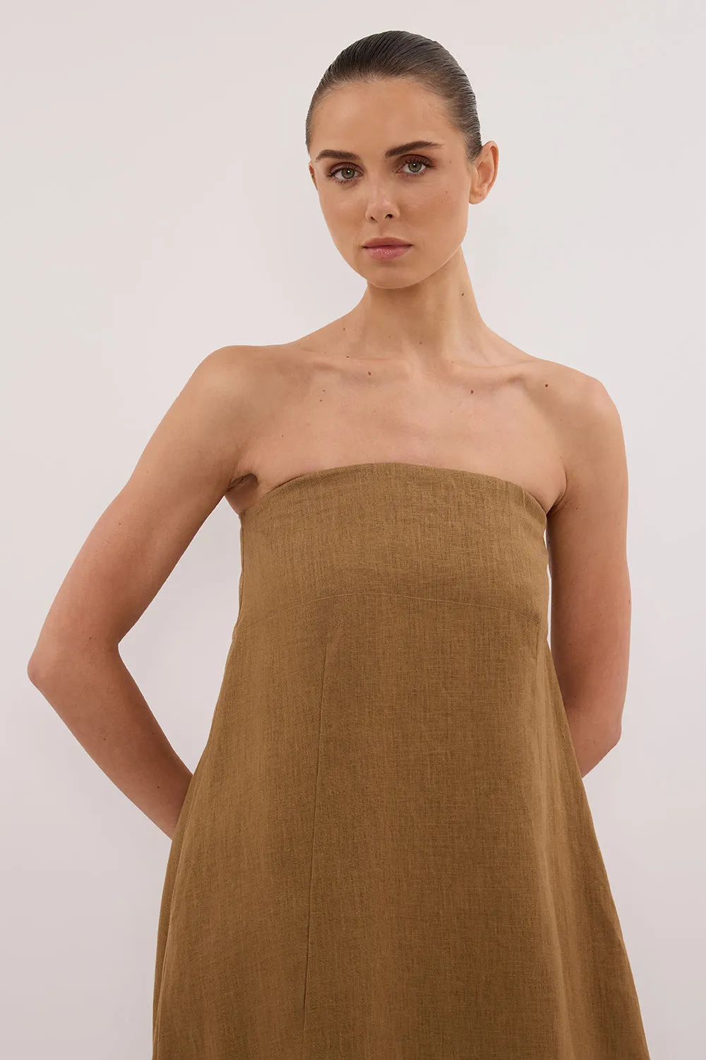 KINSLEY FERN LINEN STRAPLESS MIDI DRESS sold by Dissh product image thumbnail 2