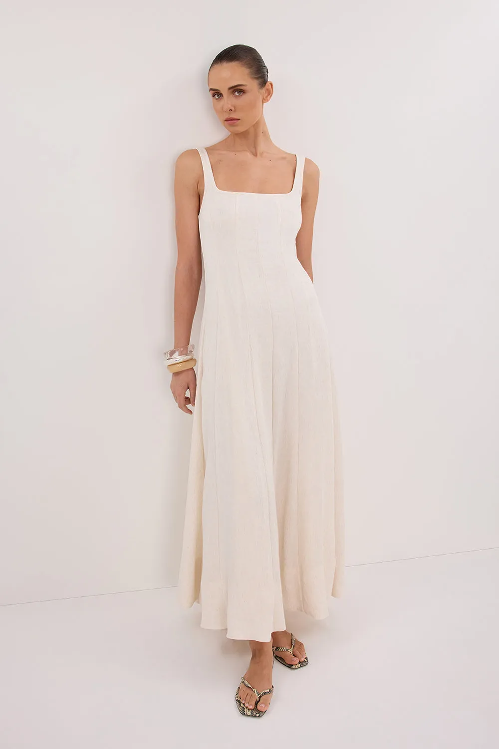CANNE CREAM MIDI DRESS sold by Dissh