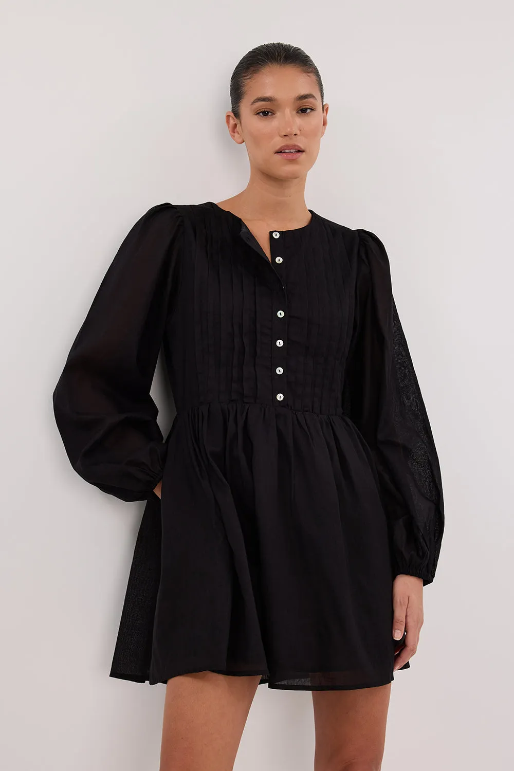 LARS BLACK BUTTON SLEEEVED MINI sold by Dissh product image thumbnail 2