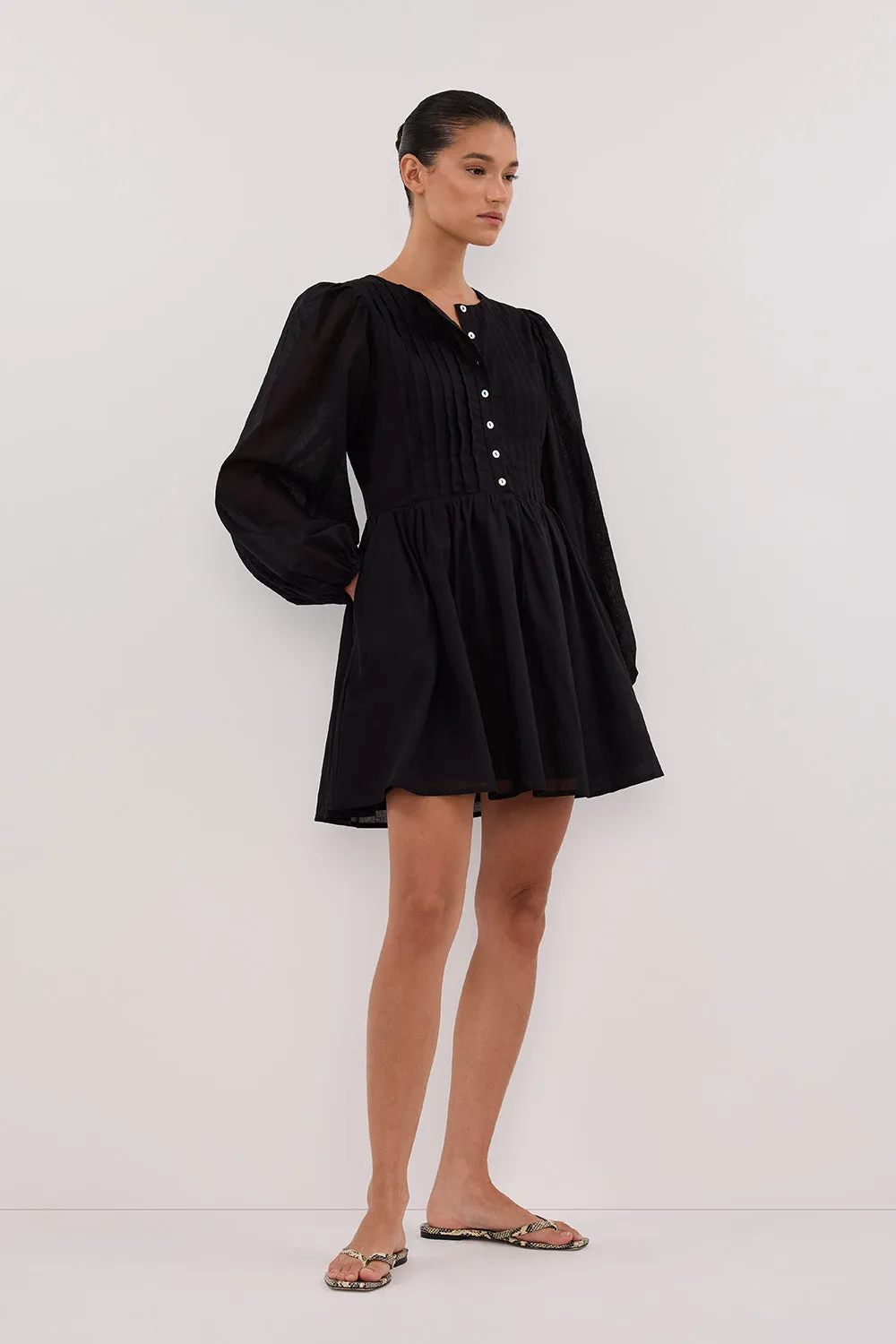 LARS BLACK BUTTON SLEEEVED MINI sold by Dissh product image thumbnail 3