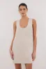 LOTUS NATURAL LINEN MINI DRESS sold by Dissh