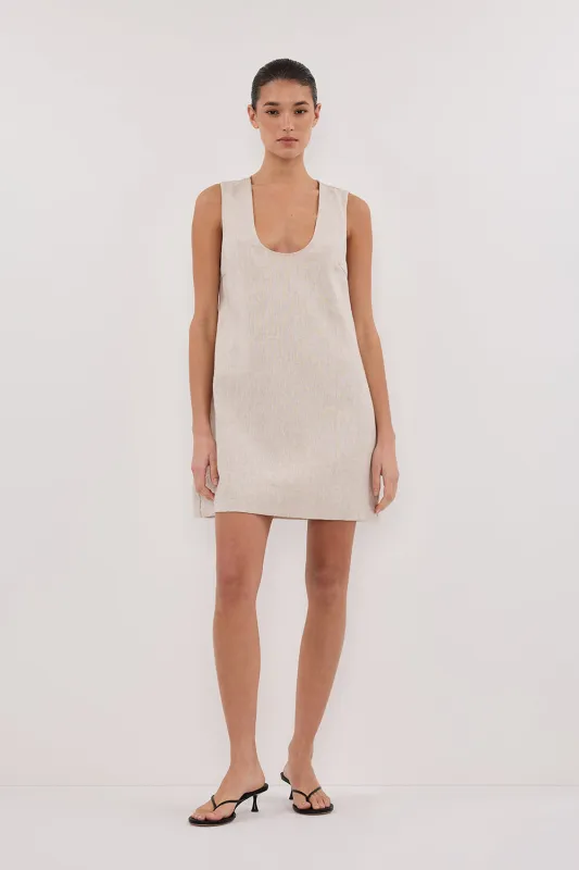 LOTUS NATURAL LINEN MINI DRESS sold by Dissh