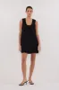 LOTUS BLACK LINEN MINI DRESS sold by Dissh