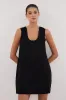 LOTUS BLACK LINEN MINI DRESS sold by Dissh