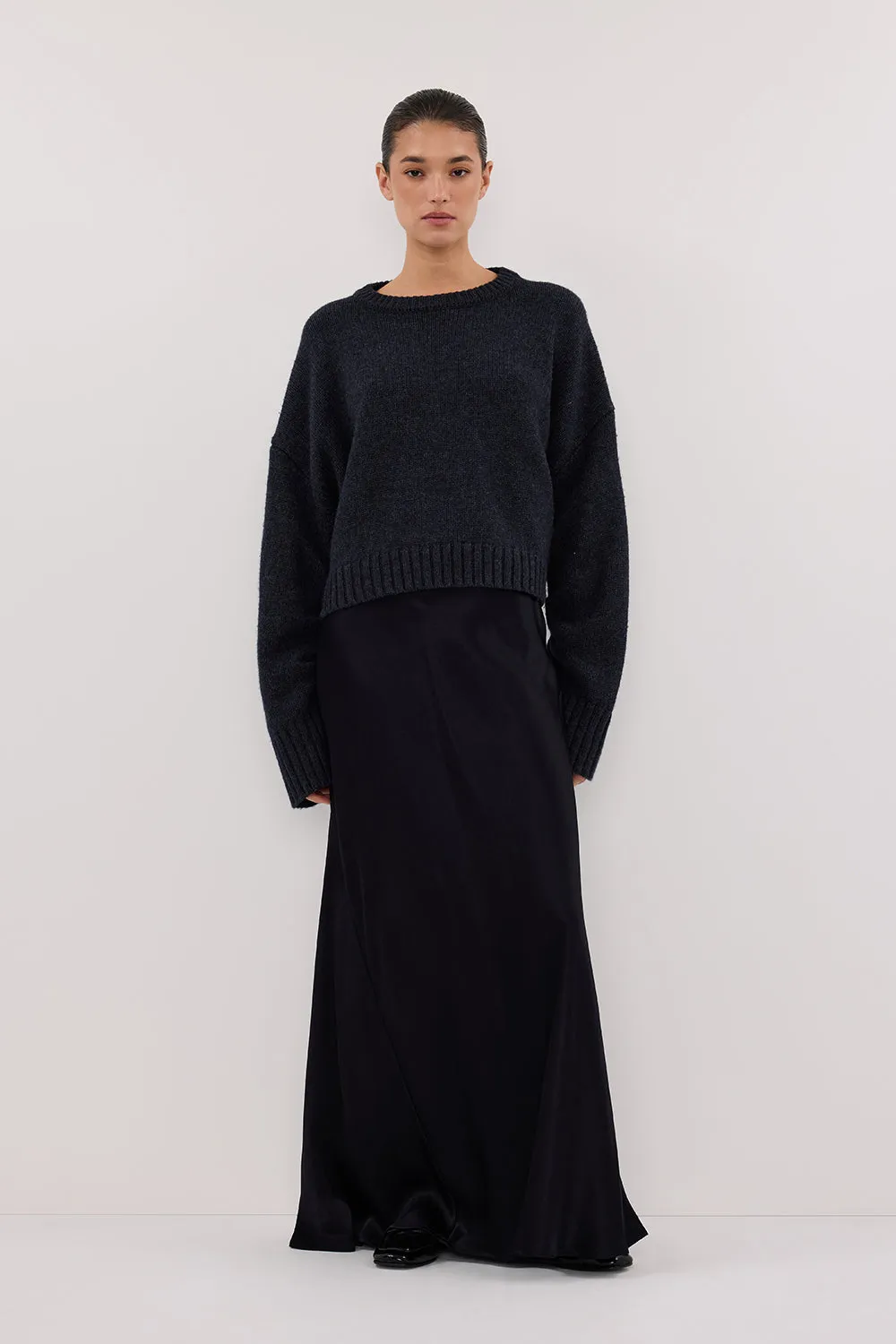 CHARLI INK SATIN MAXI SKIRT sold by Dissh