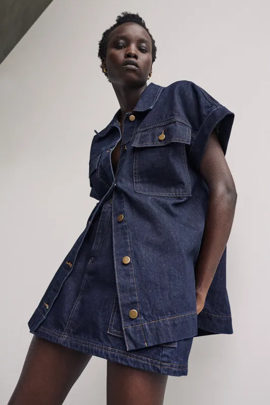 FELIX INDIGO SHORT SLEEVE SHIRT sold by Dissh
