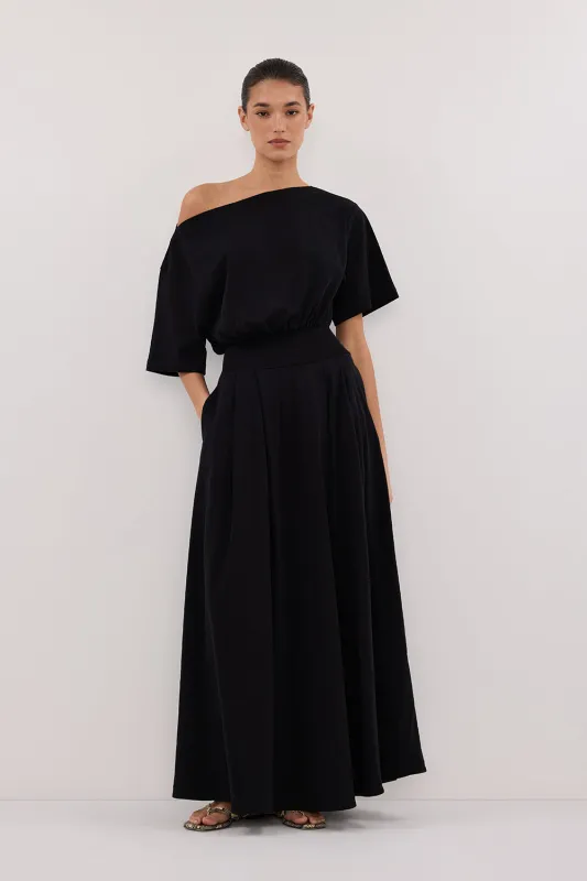 ESME BLACK ASYM MAXI DRESS sold by Dissh