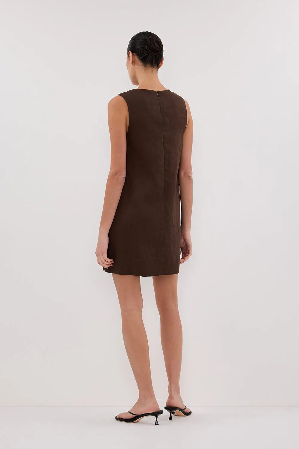 LOTUS BITTER CHOC LINEN MINI DRESS sold by Dissh product image thumbnail 4