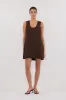 LOTUS BITTER CHOC LINEN MINI DRESS sold by Dissh