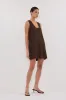 LOTUS BITTER CHOC LINEN MINI DRESS sold by Dissh