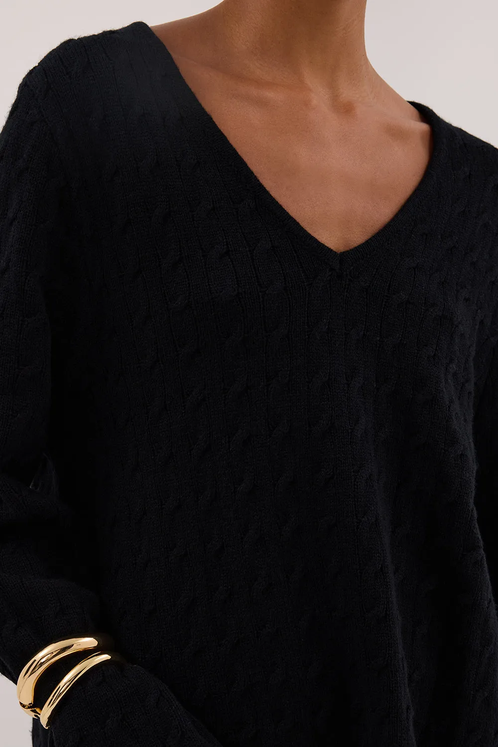 MAREN BLACK CABLE KNIT JUMPER sold by Dissh product image thumbnail 5