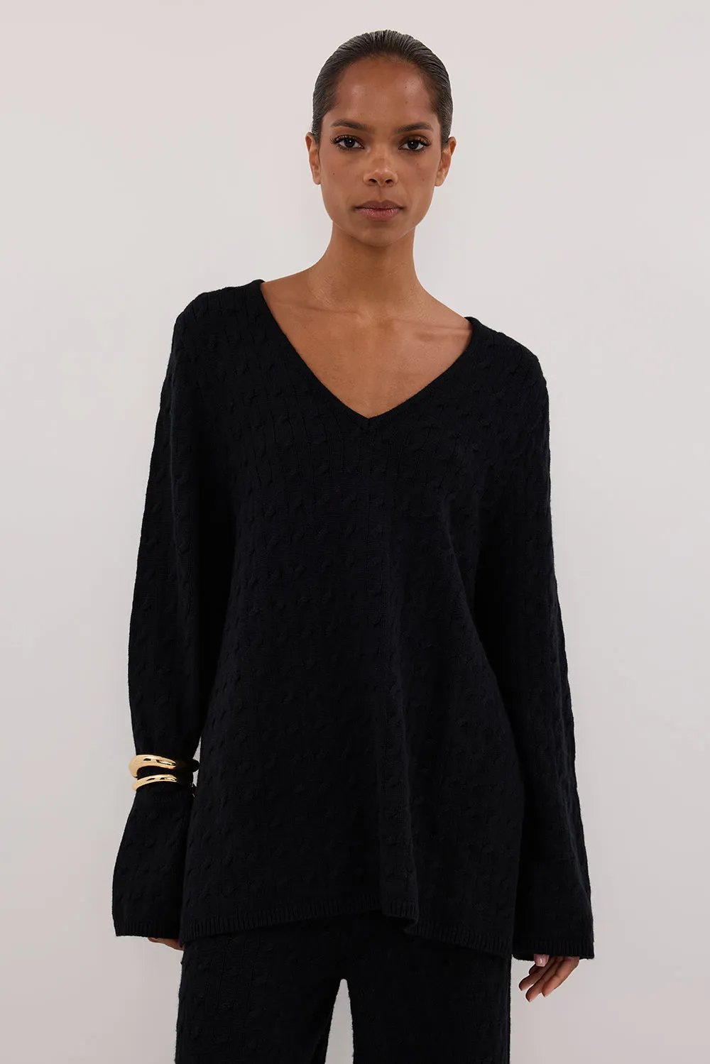 MAREN BLACK CABLE KNIT JUMPER sold by Dissh product image thumbnail 2