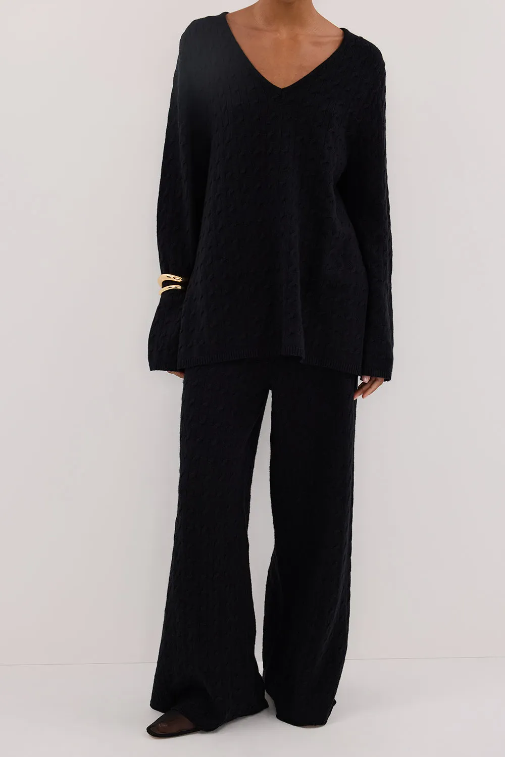 MAREN BLACK CABLE KNIT PANT sold by Dissh product image thumbnail 2