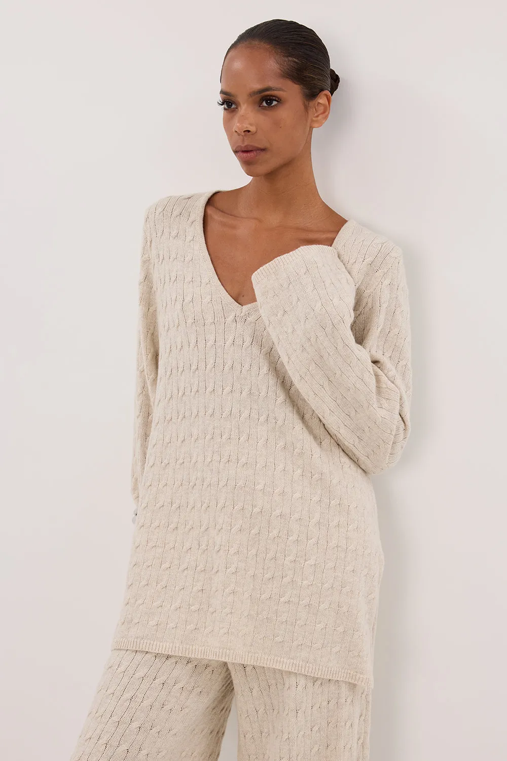 MAREN CHALK CABLE KNIT JUMPER sold by Dissh product image thumbnail 3