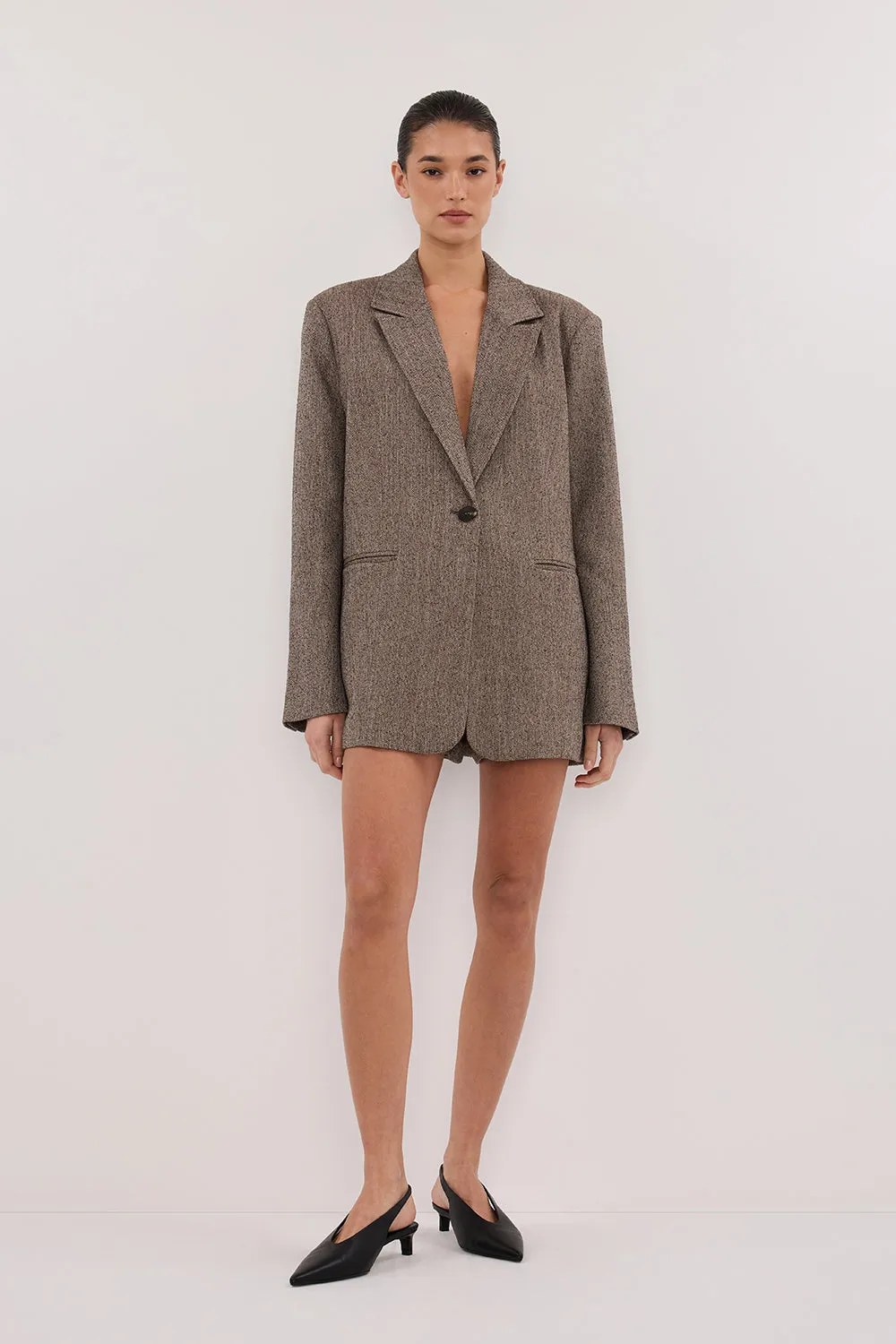 FRANKIE CHOC OVERSIZED TWEED BOYFRIEND BLAZER sold by Dissh