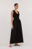 FLORENCE BLACK SLEEVELESS COTTON MIDI DRESS sold by Dissh