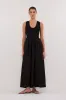 FLORENCE BLACK SLEEVELESS COTTON MIDI DRESS sold by Dissh