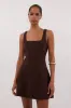 NIEVE CHOCOLATE SLEEVELESS MINI DRESS sold by Dissh