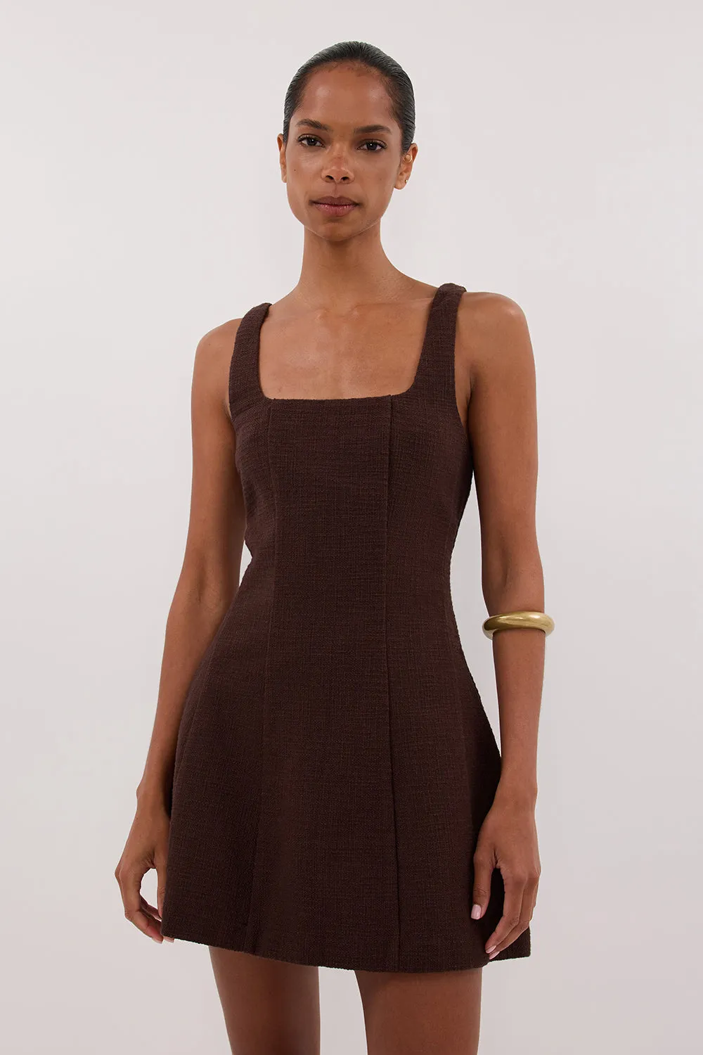 NIEVE CHOCOLATE SLEEVELESS MINI DRESS sold by Dissh product image thumbnail 3