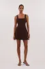 NIEVE CHOCOLATE SLEEVELESS MINI DRESS sold by Dissh