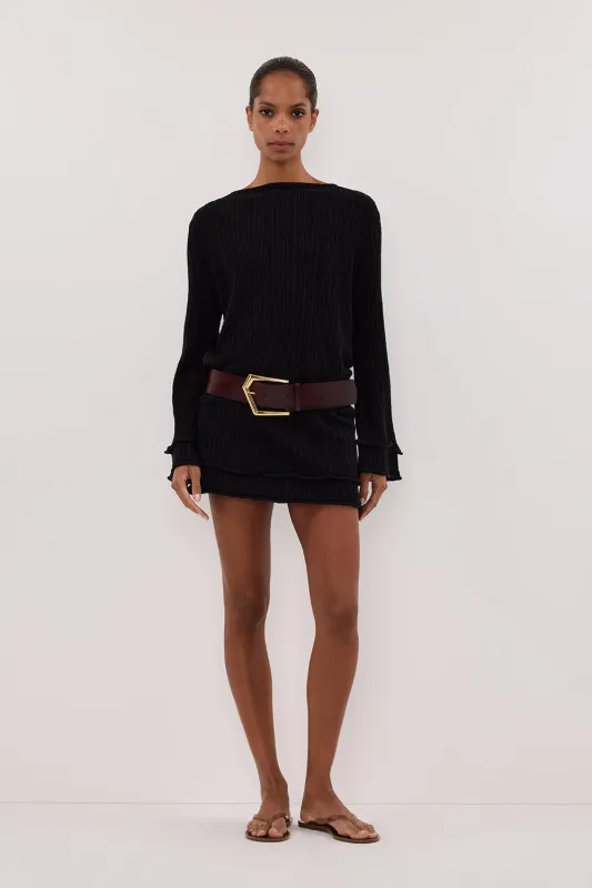 MAX BLACK KNIT MINI DRESS sold by Dissh
