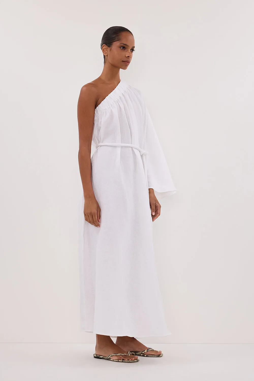 SALLY WHITE LINEN MIDI DRESS sold by Dissh product image thumbnail 3