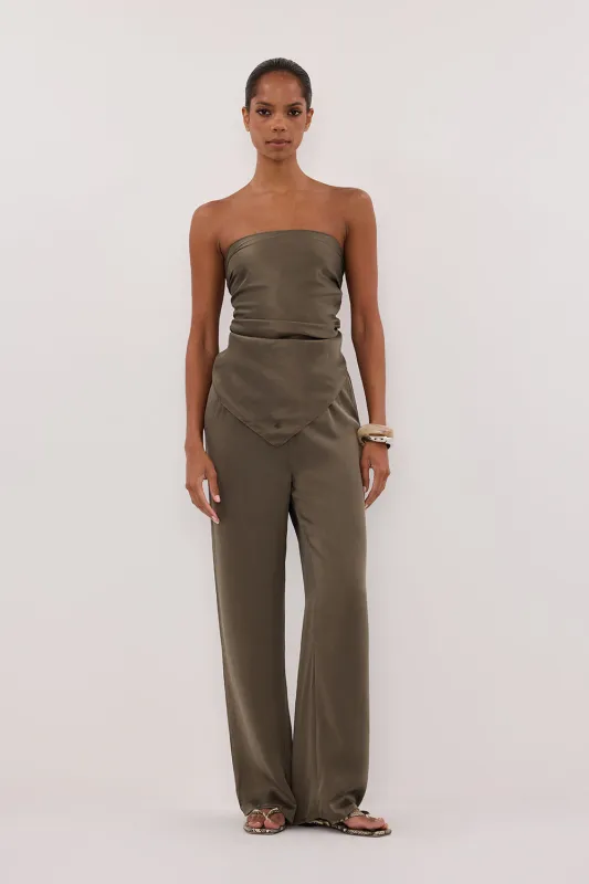 PERCY OLIVE SILK SCARF TOP sold by Dissh
