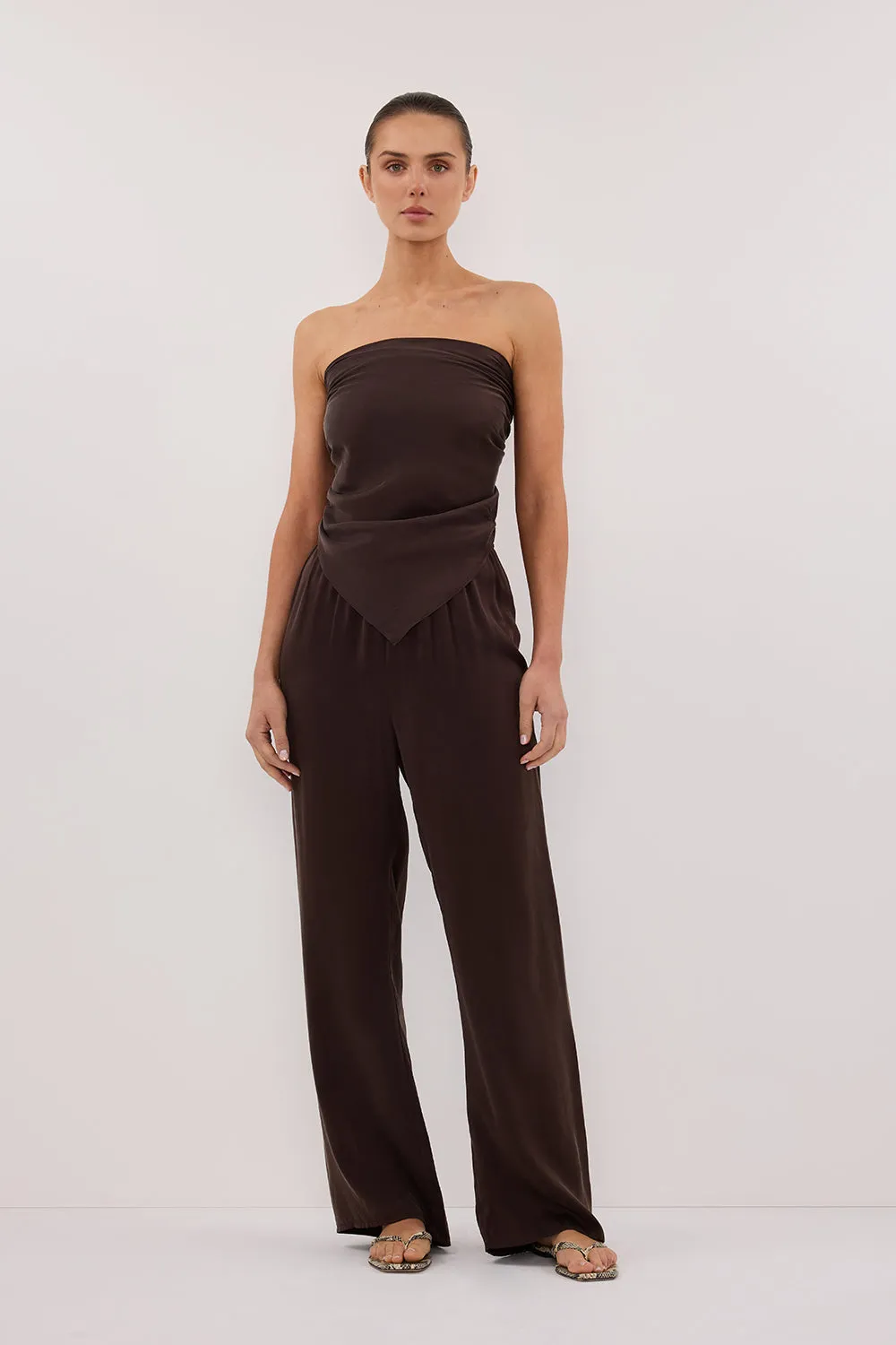 PERCY BITTER CHOC SILK SCARF TOP sold by Dissh product image thumbnail 2