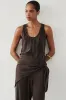 PERCY BITTER CHOC SILK SCARF TOP sold by Dissh