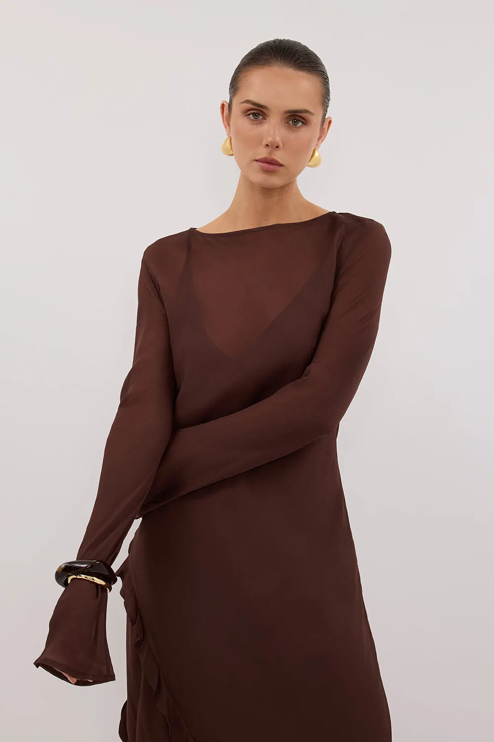 MARISSA CHOC LONG SLEEVE MAXI DRESS sold by Dissh product image thumbnail 3