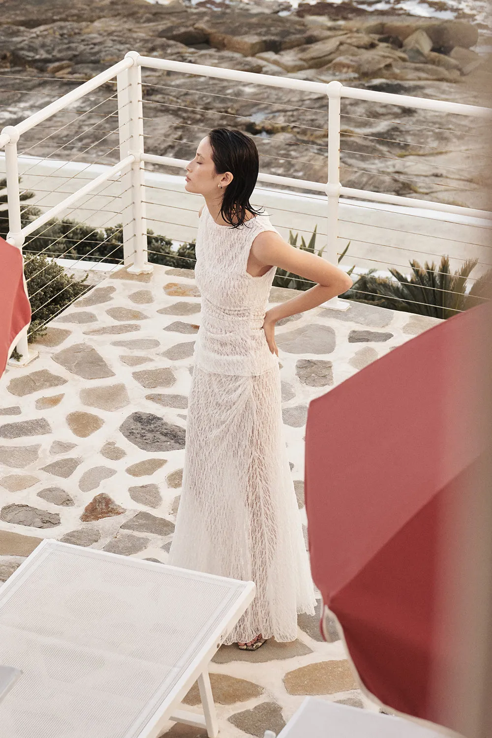 LIZZIE WHITE LAYERED LACE SKIRT sold by Dissh