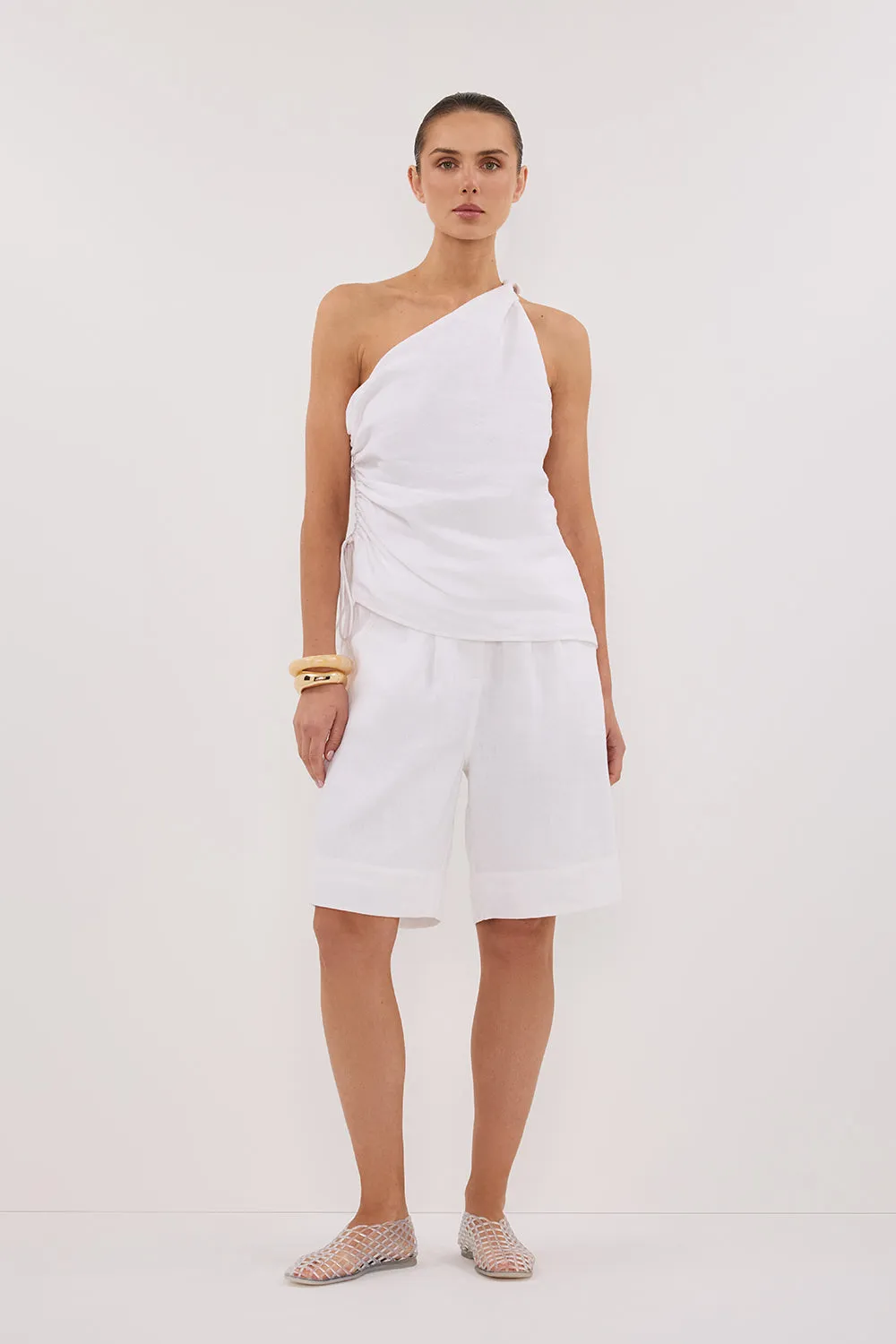 FINNY WHITE SLEEVELESS LINEN TOP sold by Dissh product image thumbnail 3