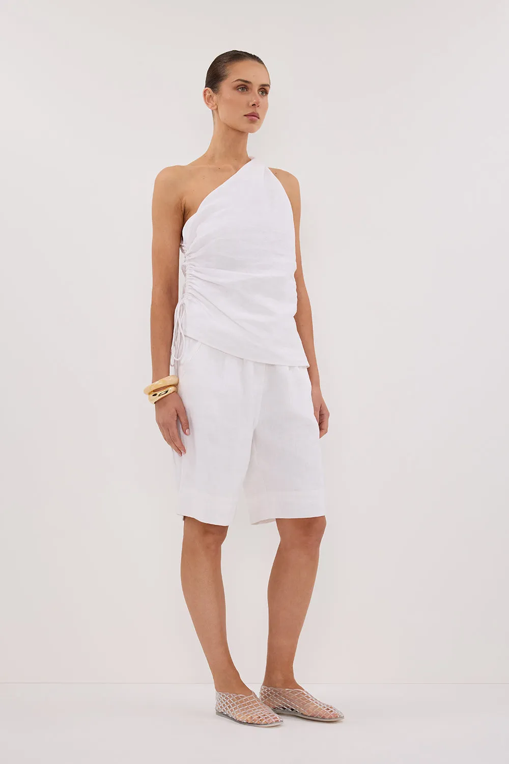 FINNY WHITE SLEEVELESS LINEN TOP sold by Dissh product image thumbnail 4