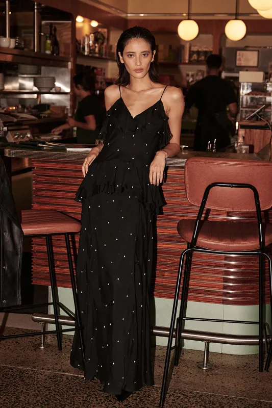 MELROSE BLACK SPOT MAXI DRESS made by Dissh