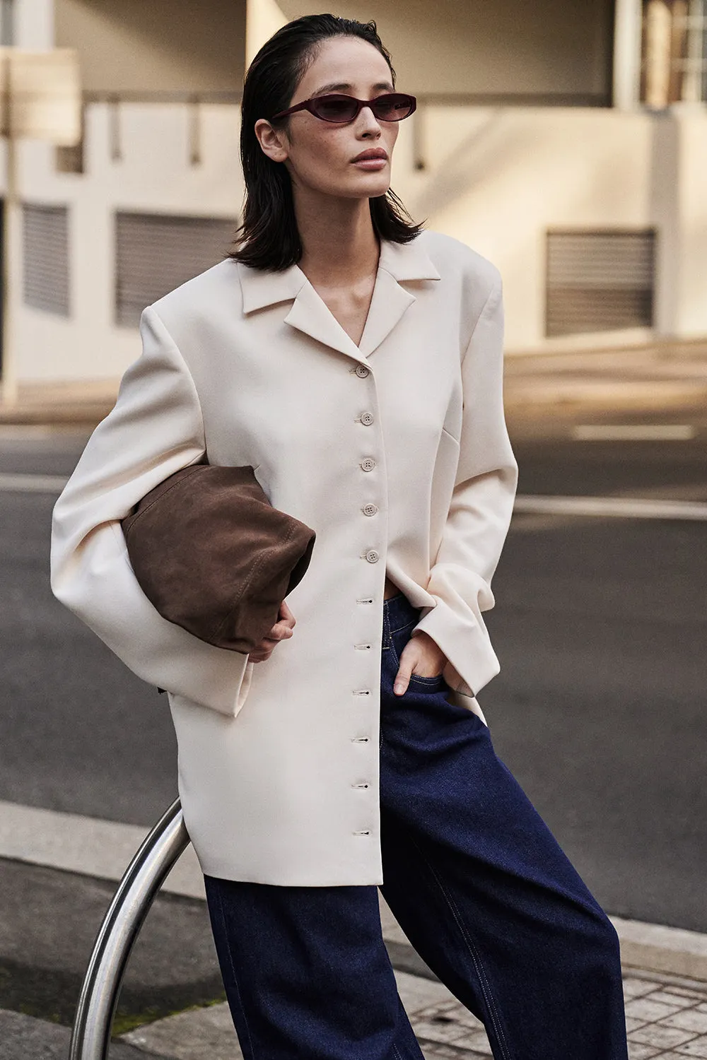 RYKER CREAM OVERSIZED BLAZER sold by Dissh