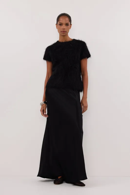 SALMA BLACK CAP SLEEVE KNIT TOP sold by Dissh