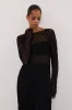 LIZZIE BLACK BOAT NECK TUNIC TOP sold by Dissh